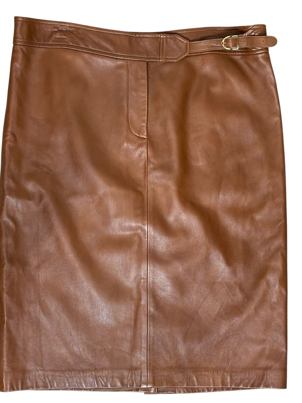 Ralph Lauren Vintage Brown Tan Leather Pencil Skirt | 14